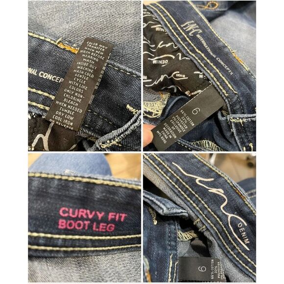 Inc international concepts curvy fit boot leg jeans womens sz 6 dark Wash denim - Picture 10 of 11